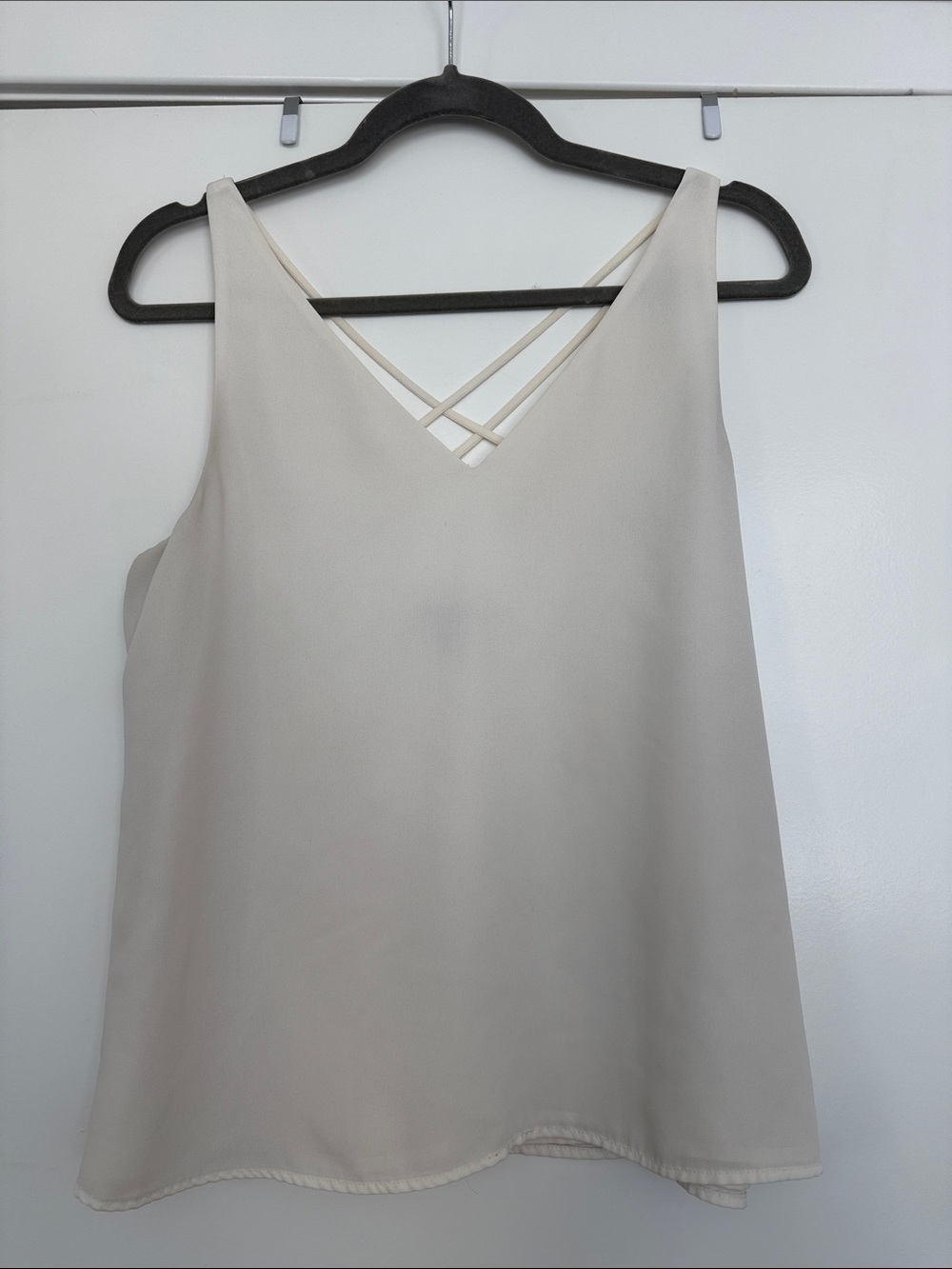 Women's Cream V-Neck Strappy Shell Top